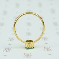 22k recycled gold and tsavorite garnet ring bezel detail