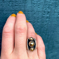 Dramatic & Graphic Two Toned Modernist Ring