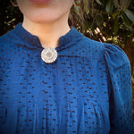 Sterling Star-Studded Locket Brooch