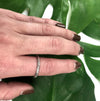 Deeply Engraved Forget me not Wedding Band in Platinum on 18k yellow gold