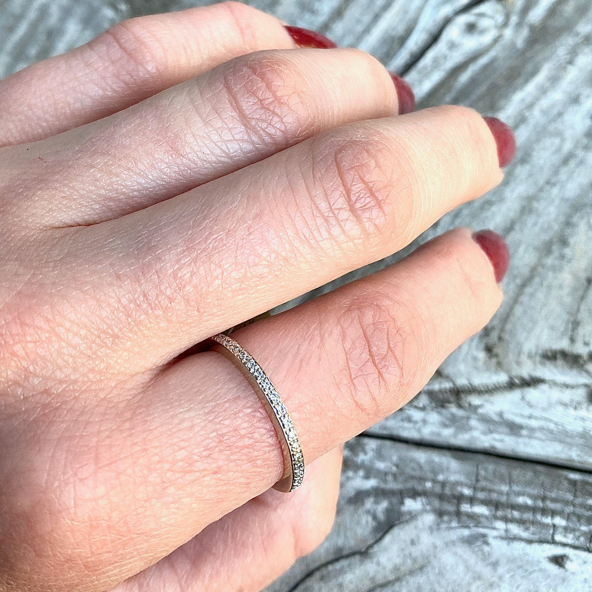 Slim & Sleek Diamond Set Half Hoop Band
