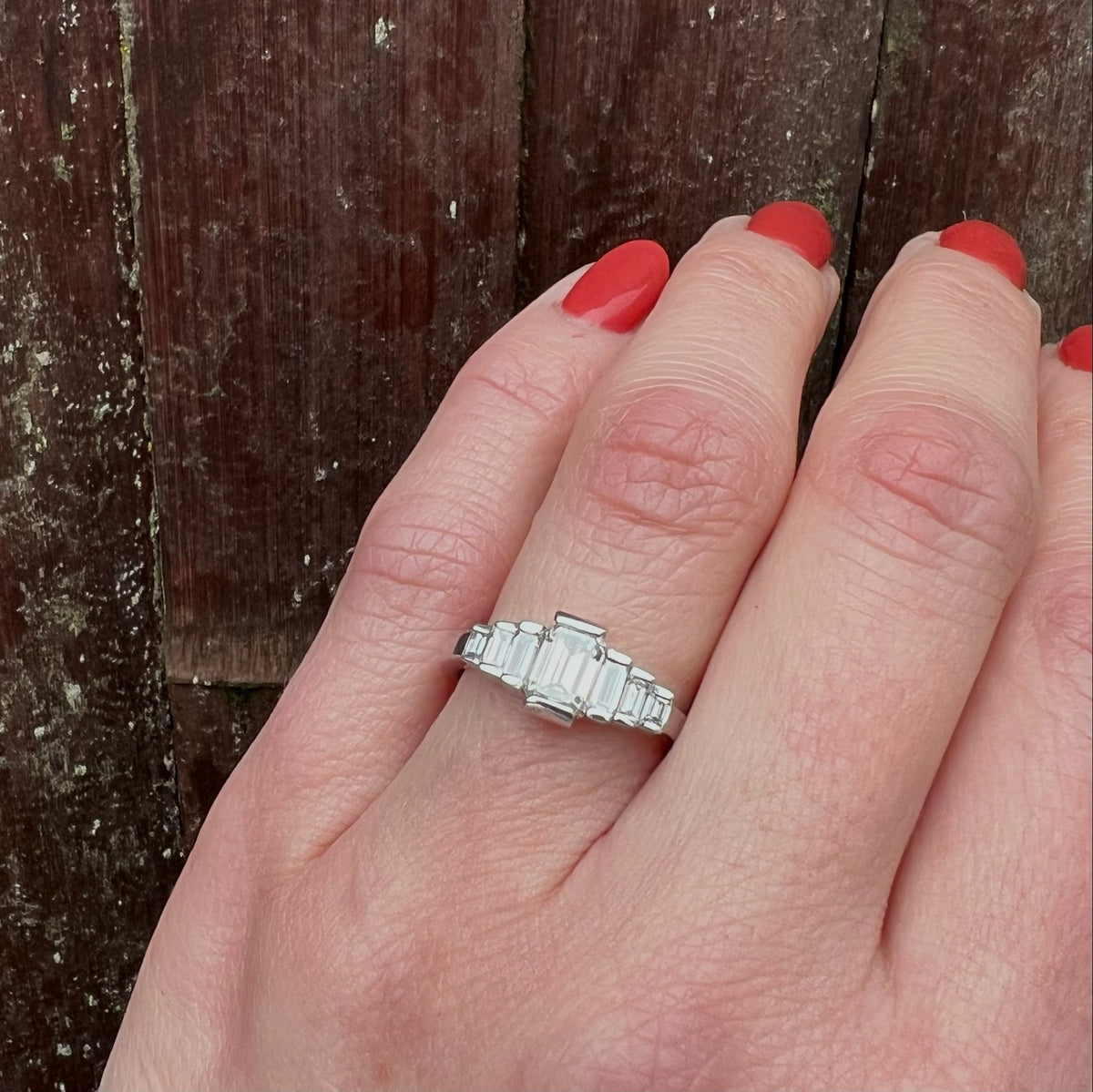 Emerald Cut and Baguette Diamond Ring