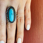 Baby Blue Turquoise with Black Matrix Ring