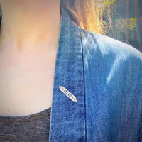 Architectural Diamond and Sapphire Filigree Bar Pin