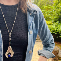 Tactile Brutalist Lapis in Silver Tone Pendant