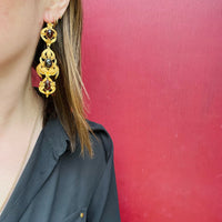 Rare and Stunning High Karat Gold and Garnet Earrings