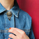 Magnificent Victorian Onyx & Gold Swag Brooch