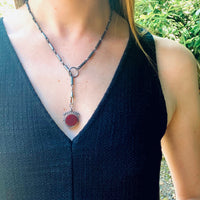 Chain Link Spinner Fob with Blood Red Carnelian