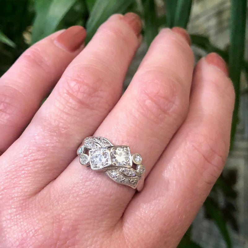Retro Vintage White Gold Diamond Ring