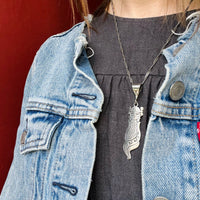 Lovely Hopi Silver Overlay Corn Maiden Necklace
