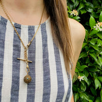 Gem Set Etruscan Revival Filigreed Fob Pendant