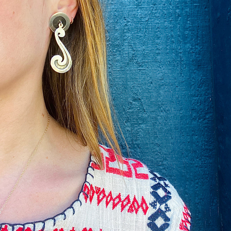 Mexican Modernist Earrings with a Saucy Swing