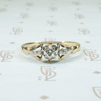 old mine cut 2 tone 14k gold diamond engagement ring