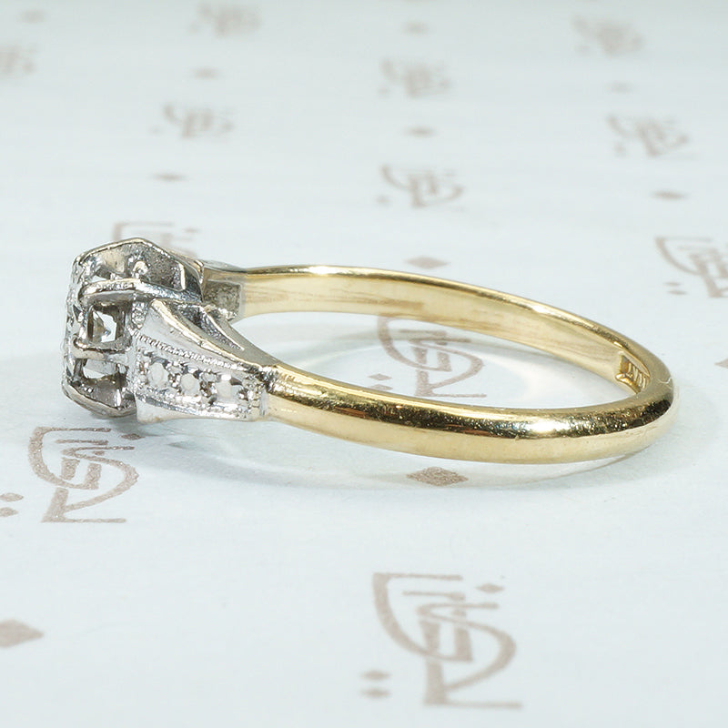 Vintage Star Set Diamond Engagement Ring