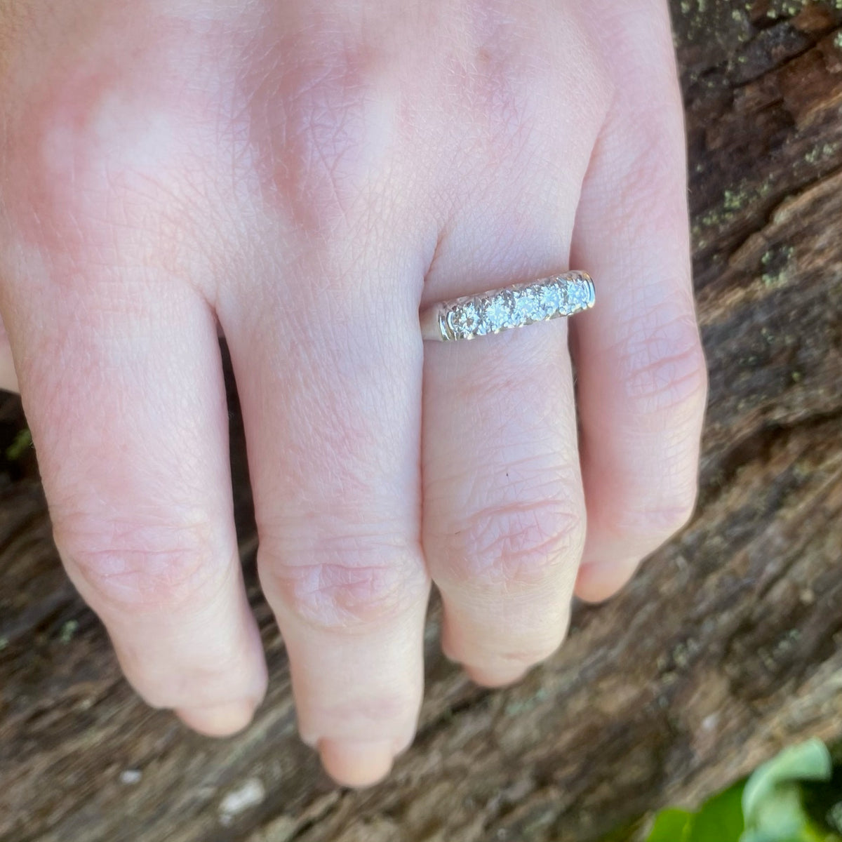 Gracefully Sculpted Diamond & Platinum Wedding Band