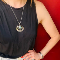 Mid Century Norwegian Sterling & Amazonite Necklace
