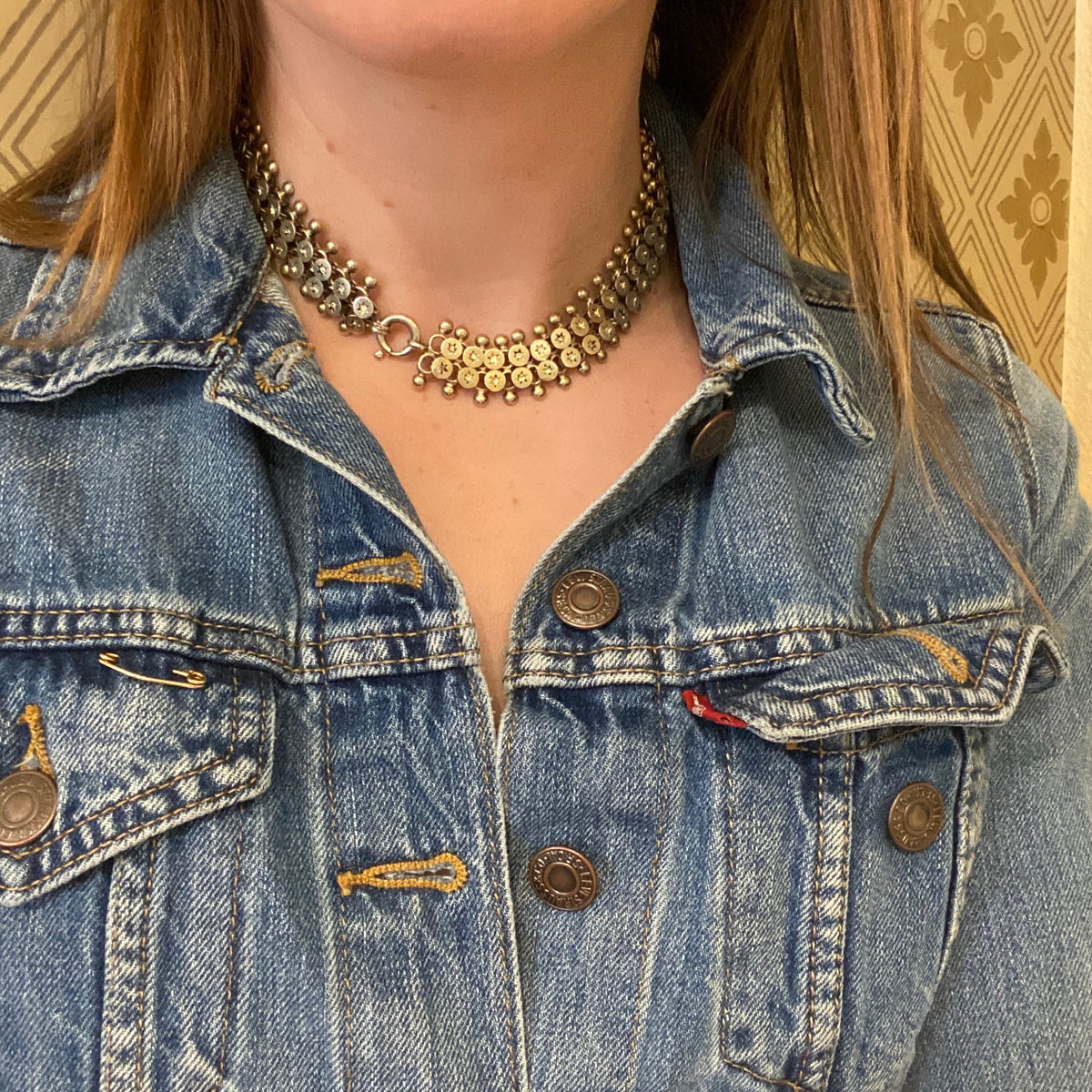Glam Victorian Silver Gilt Star Choker