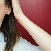 February Birthstone Amethyst Studs in Gold