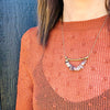 Pink & Gray Agate Necklace with Brass Details by Brin