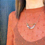 Pink & Gray Agate Necklace with Brass Details by Brin