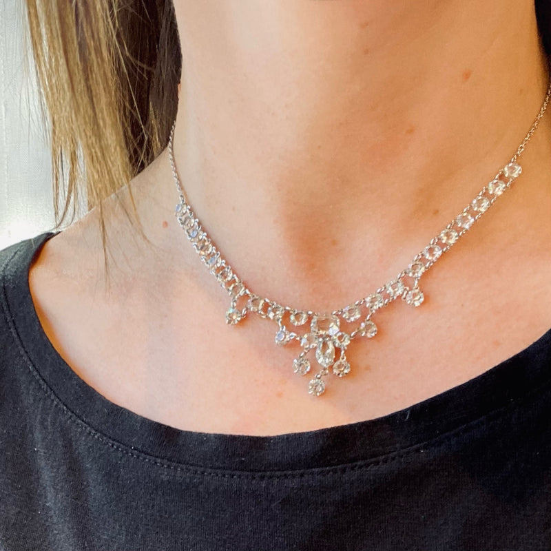 Dazzling Deco Crystal Swag Necklace