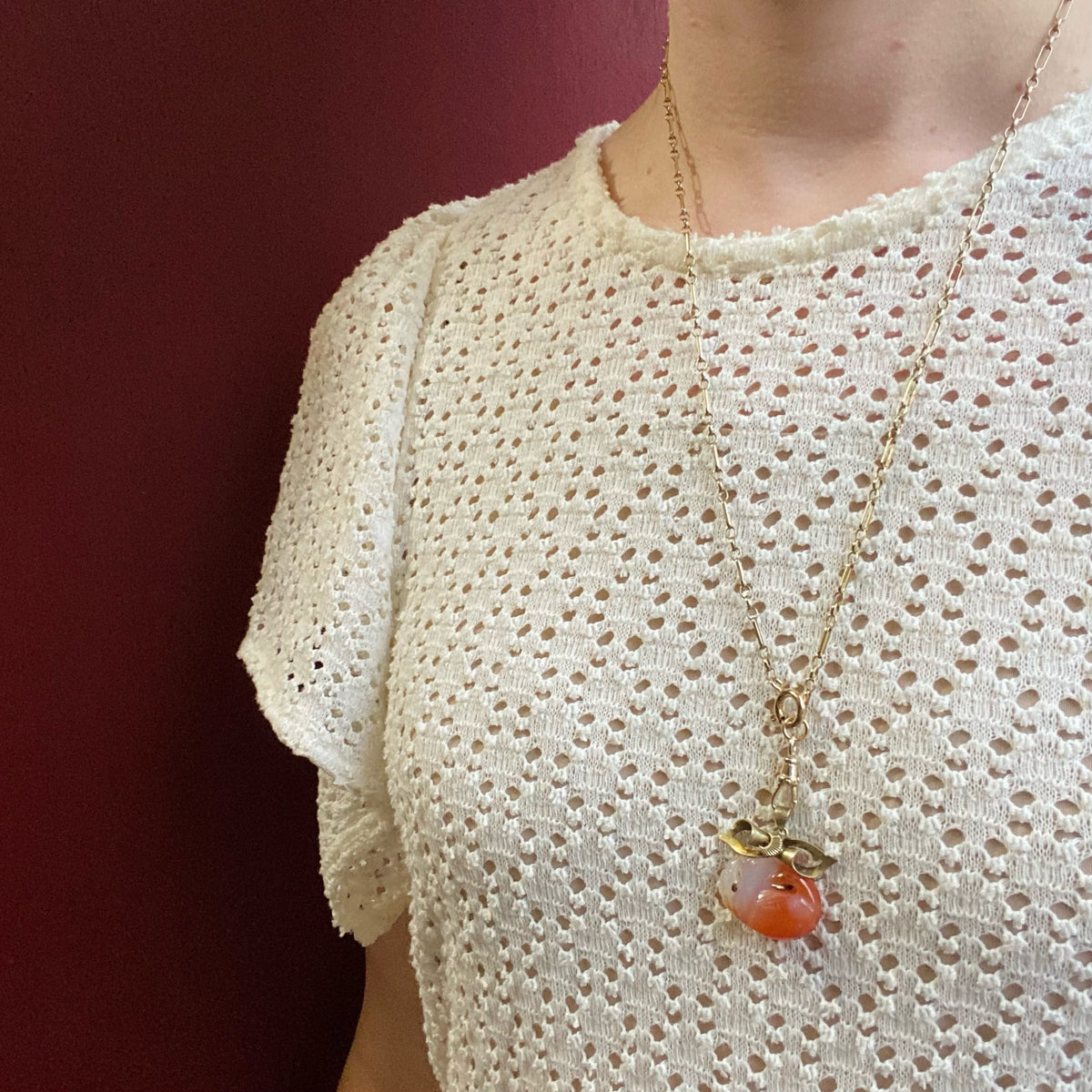 Red Jade Carved Bird Pendant