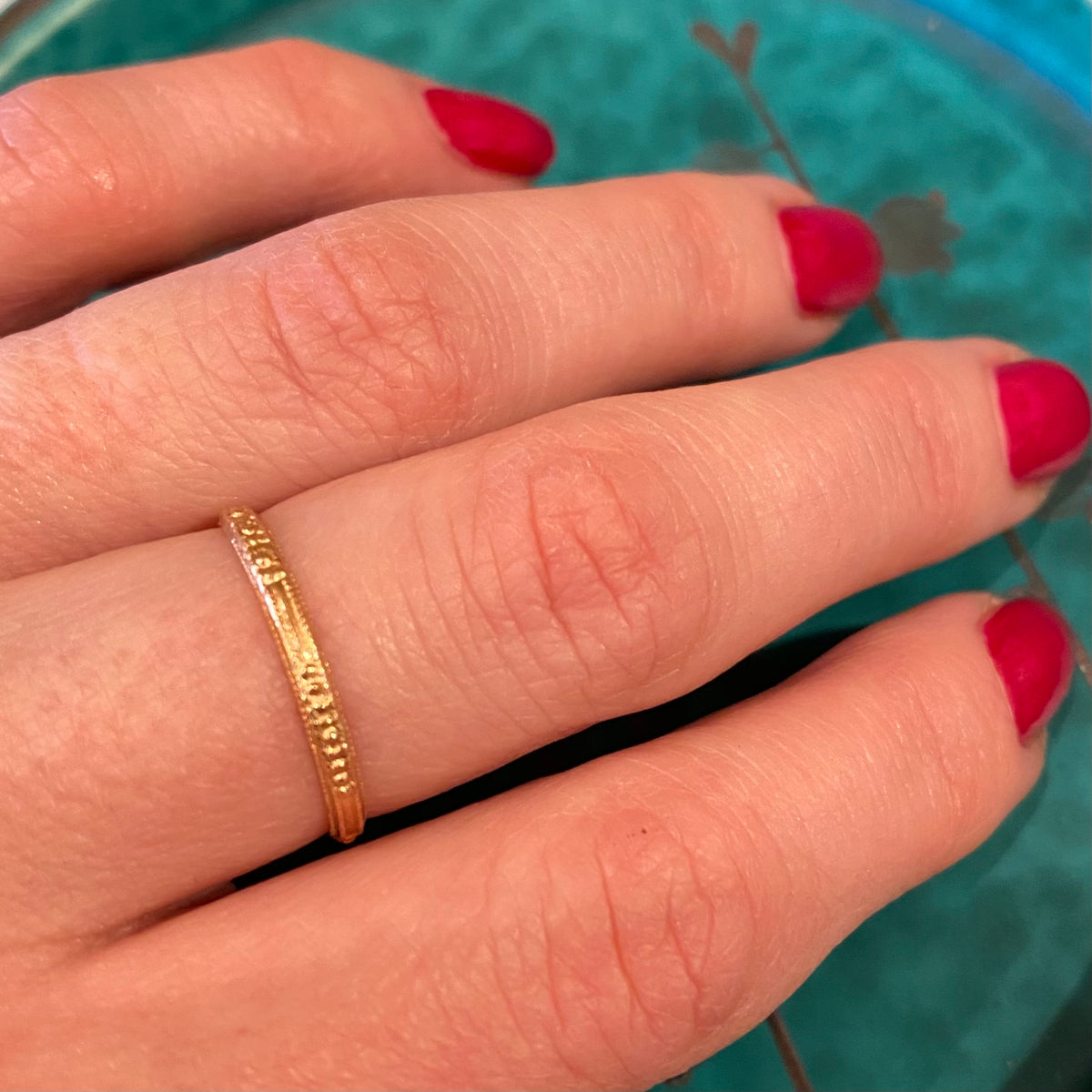 Petite NOS Rose Gold Floral Wedding Band