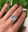 Beautiful Square Aquamarine Art Deco Ring