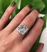 Beautiful Square Aquamarine Art Deco Ring