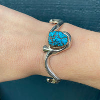 Silver & Turquoise Cuff with Romantic Flourish