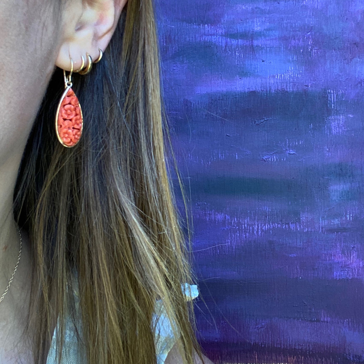 The Carved Coral Elegant Ear Drops
