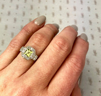 Peridot and Diamond Ring in Platinum on Gold