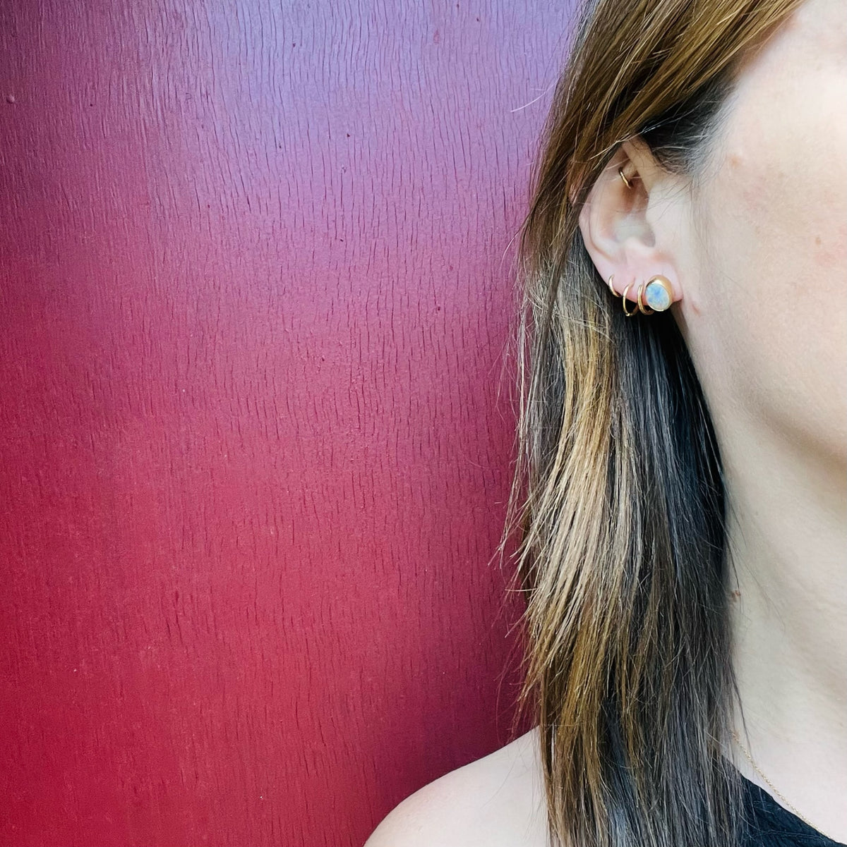 Fiery Opals in 14k Gold Bezel Stud Earrings