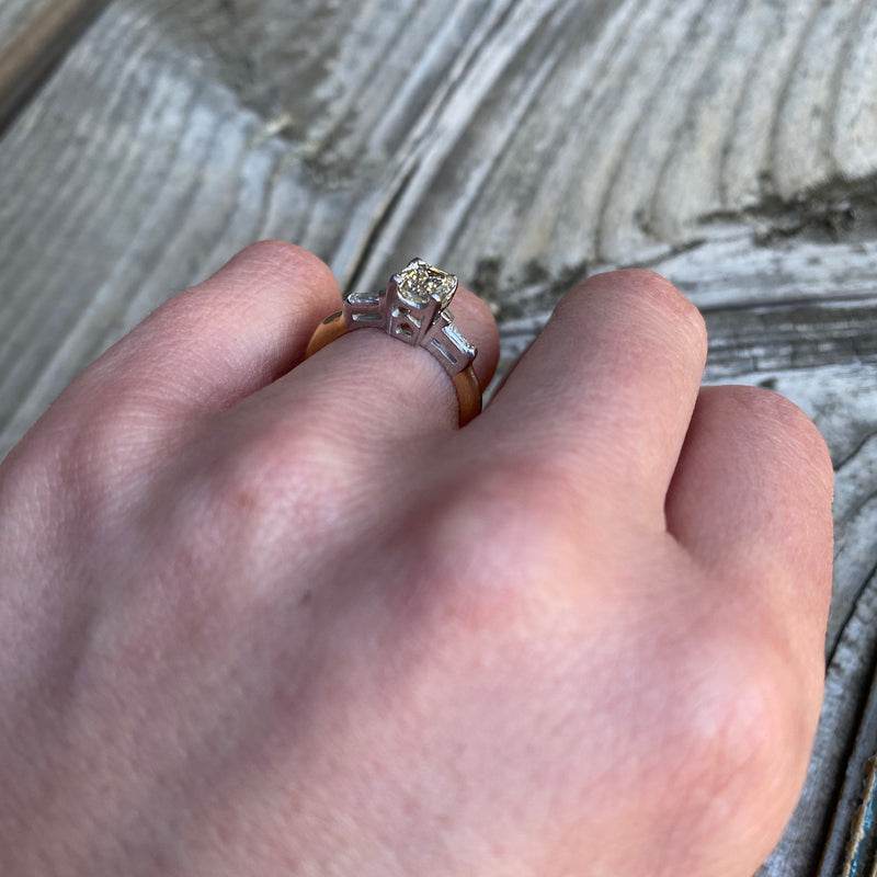 Classic and Unique Emerald Step Cut Diamond Ring