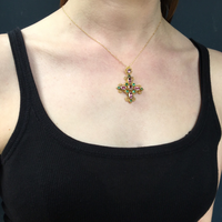 Georgian Foiled Topaz and Emerald Pendant
