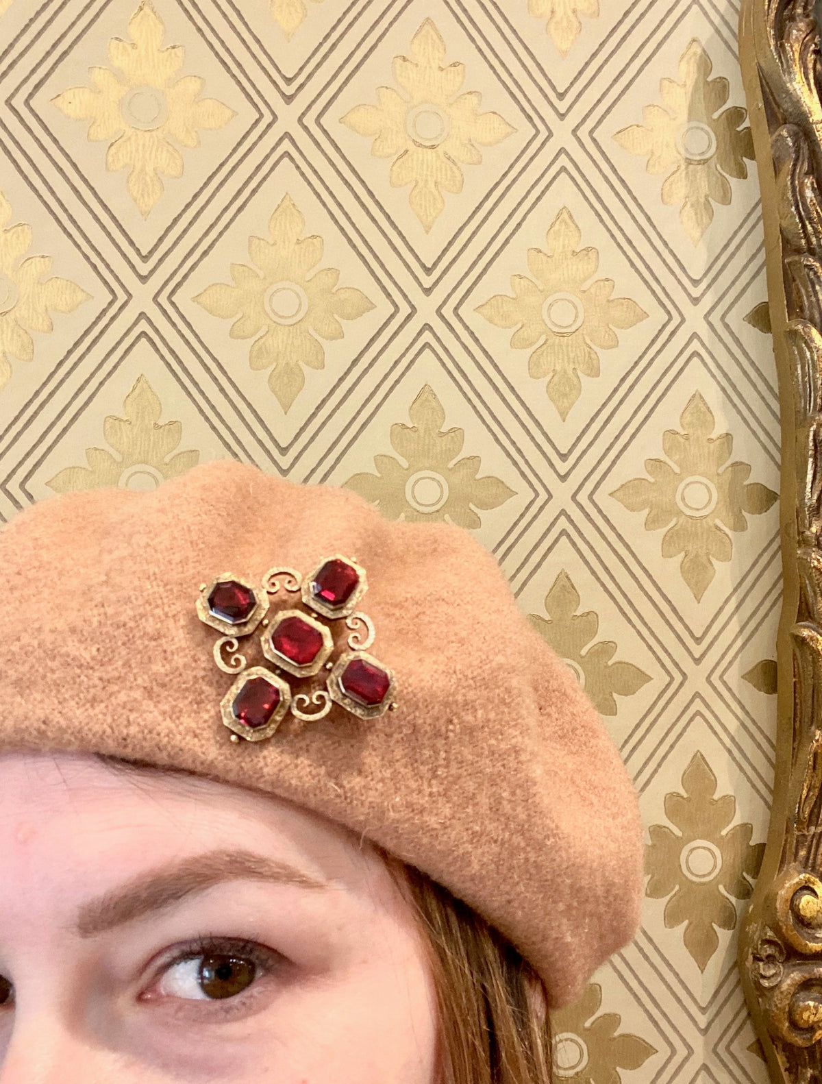 Georgian Gold and Table Cut Garnet Brooch