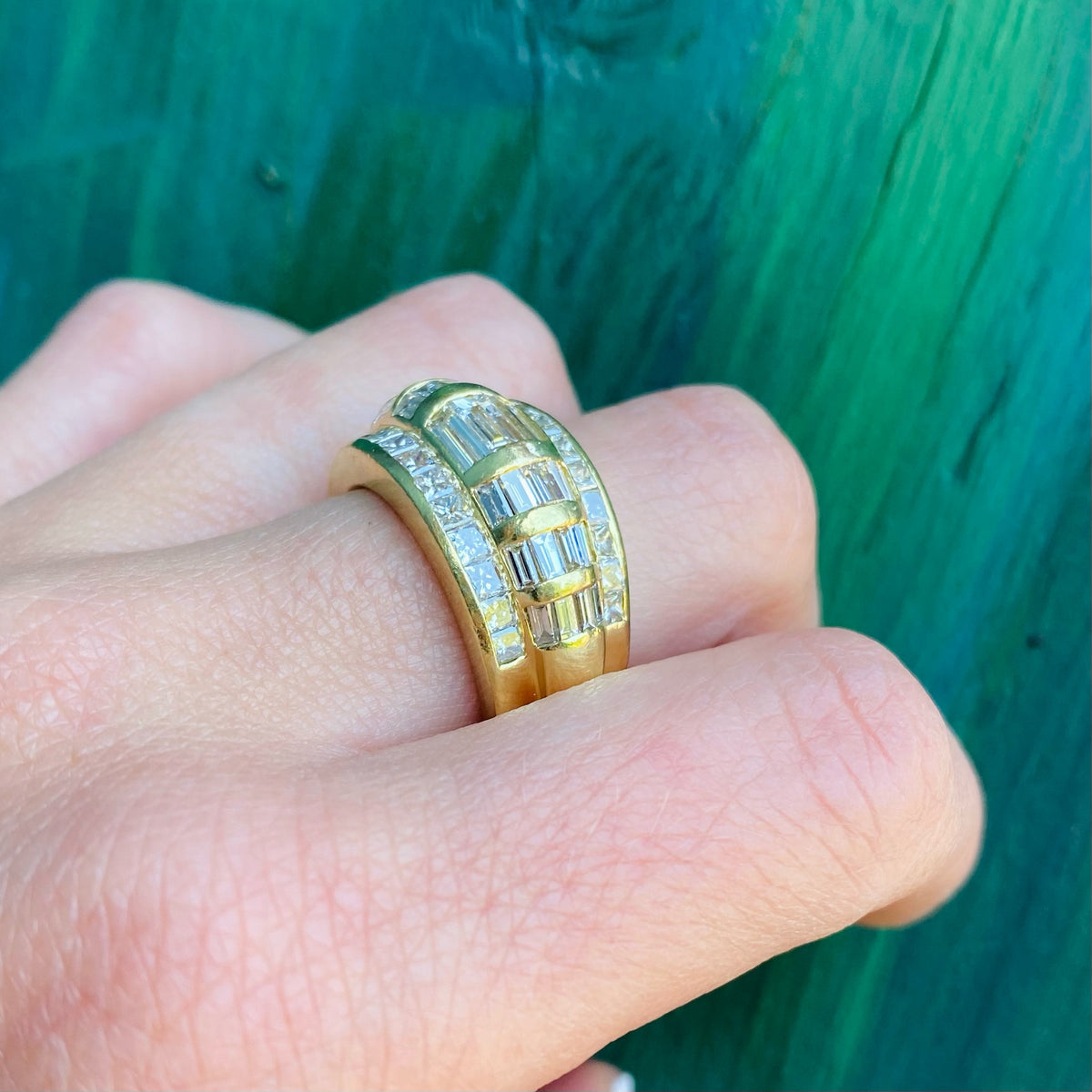 Chunky 18k Gold and Diamond Band