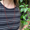 Extra Long Strand of Tiny Garnet & Steel Beads