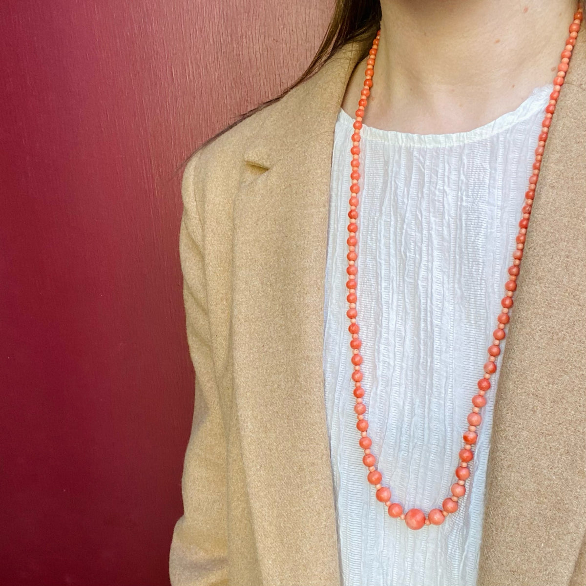 French Deep Red Beads with 18k Clasp