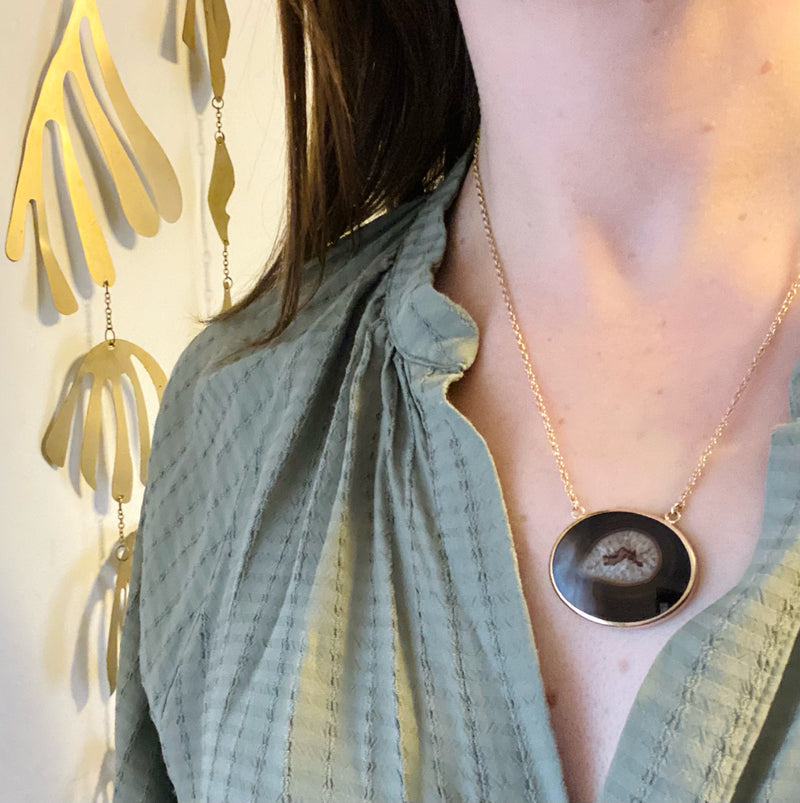 Hypnotic Georgian Agate with Crystalline Eye Necklace by 720