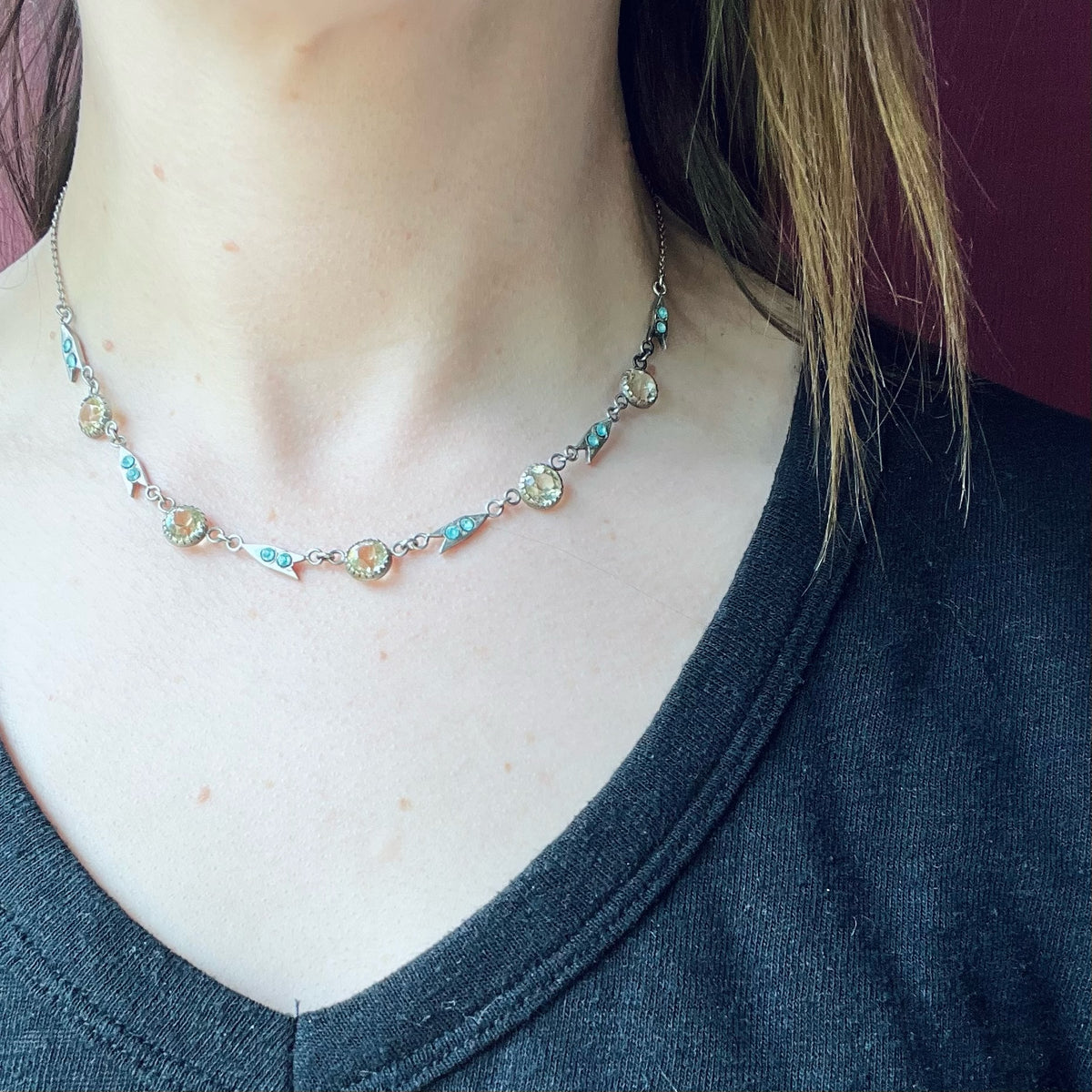 Magical Art Deco Silver & Crystal Necklace