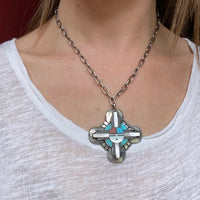 Zuni Inlay Sunface Necklace
