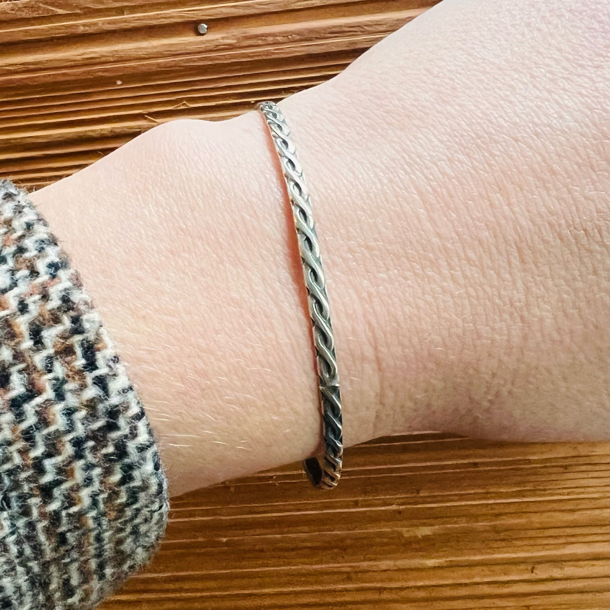 The Rope Twist Sterling Bangle from Allie B.