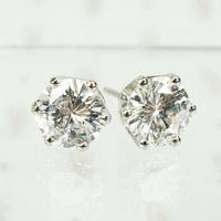 2 Carat Diamond Platinum Stud Earrings