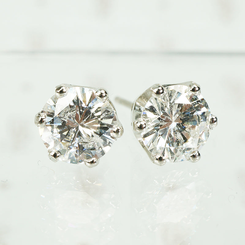 2 Carat Diamond Platinum Stud Earrings