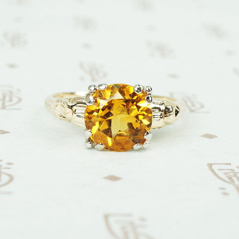 2 carat citrine in 14k yellow and white gold setting circa 1940