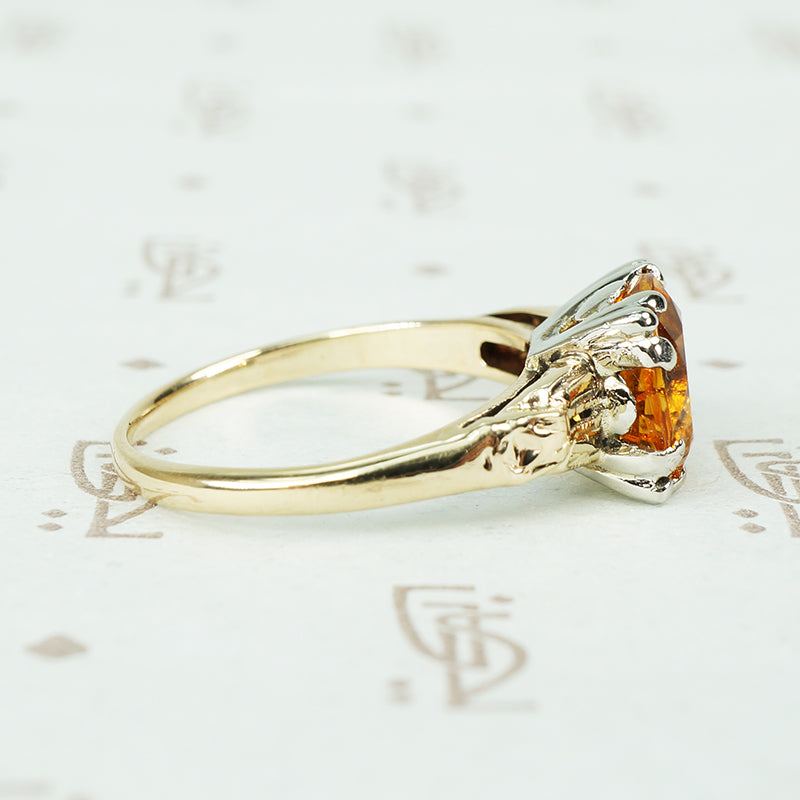 2 carat citrine in 14k yellow and white gold setting circa 1940