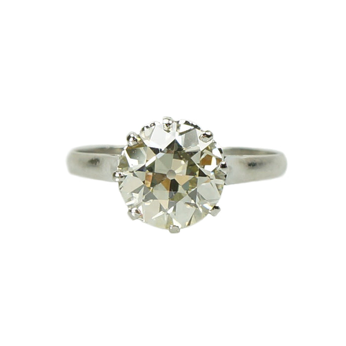 2 Carat Old Euro Vintage Platinum Solitaire Engagement Ring - Gem Set Love