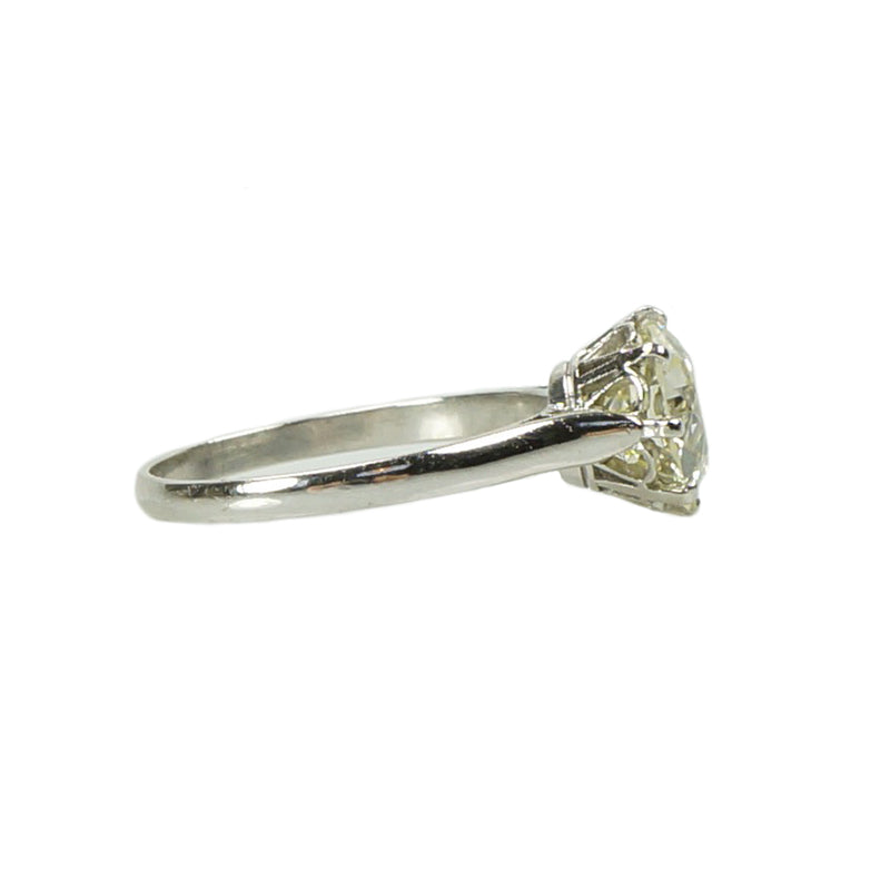 2 Carat Old Euro Vintage Platinum Solitaire Engagement Ring - Gem Set Love