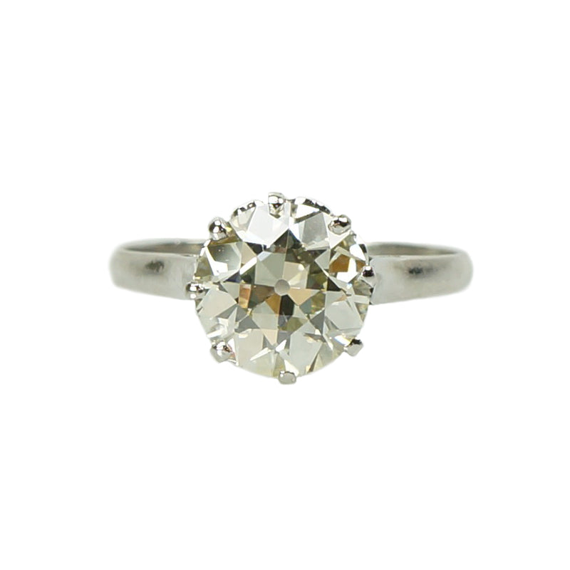 2 Carat Old Euro Vintage Platinum Solitaire Engagement Ring - Gem Set Love